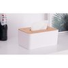 Basicwise Bamboo Removable Top Lid Rectangular Tissue box QI003486